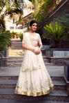 Off White Colour Silver Glosy Sequins And Embroidery With Foil Work Lehenga With Blouse Dupatta Navratri Collection LNB 1422